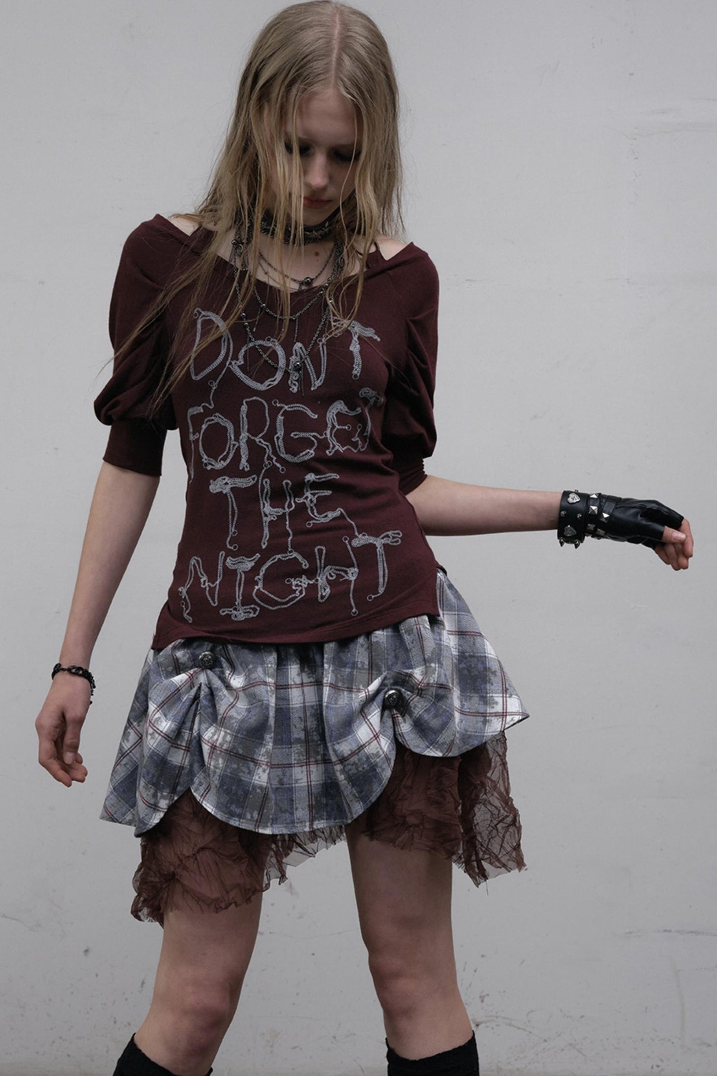 Straight silhouette Plaid Skirt