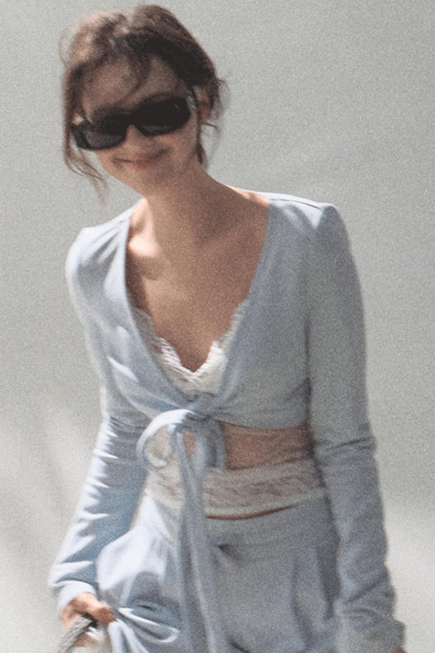 Cotton V-Neck Wide Leg Set-Up