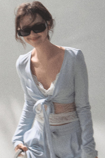 Cotton V-Neck Wide Leg Set-Up