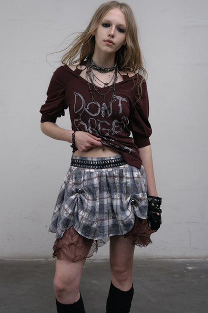 Straight silhouette Plaid Skirt