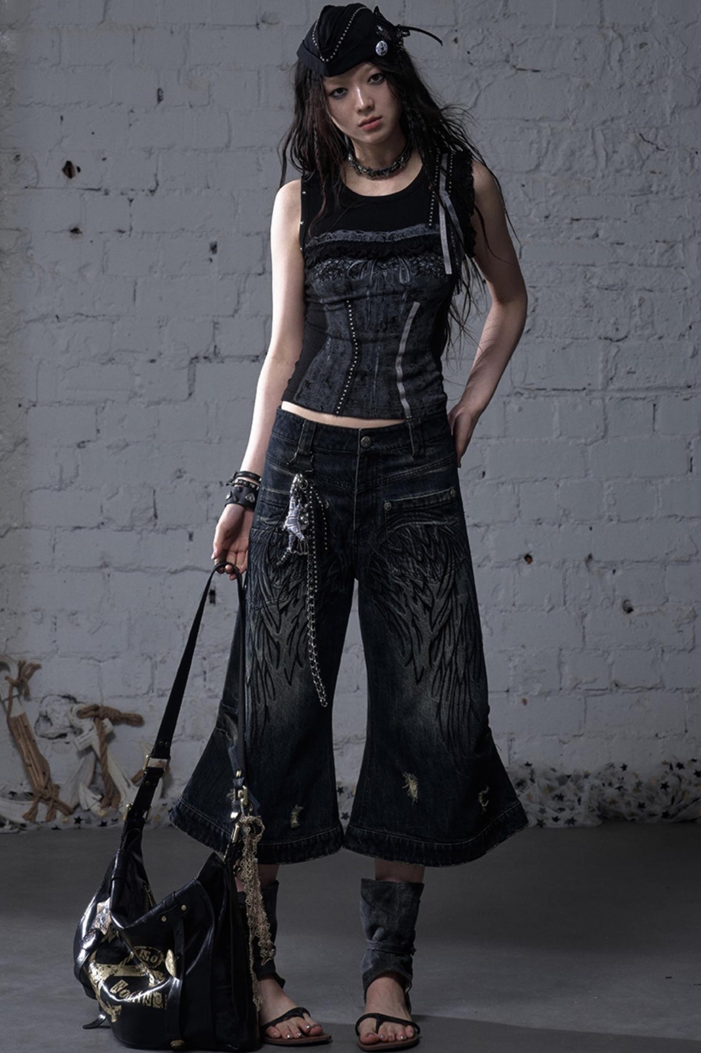 Winged Denim Trousers