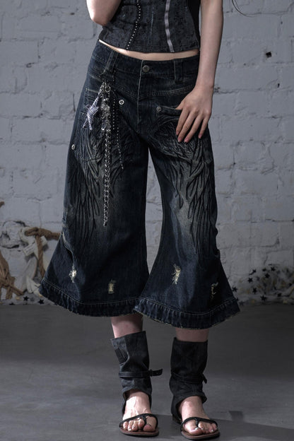 Winged Denim Trousers