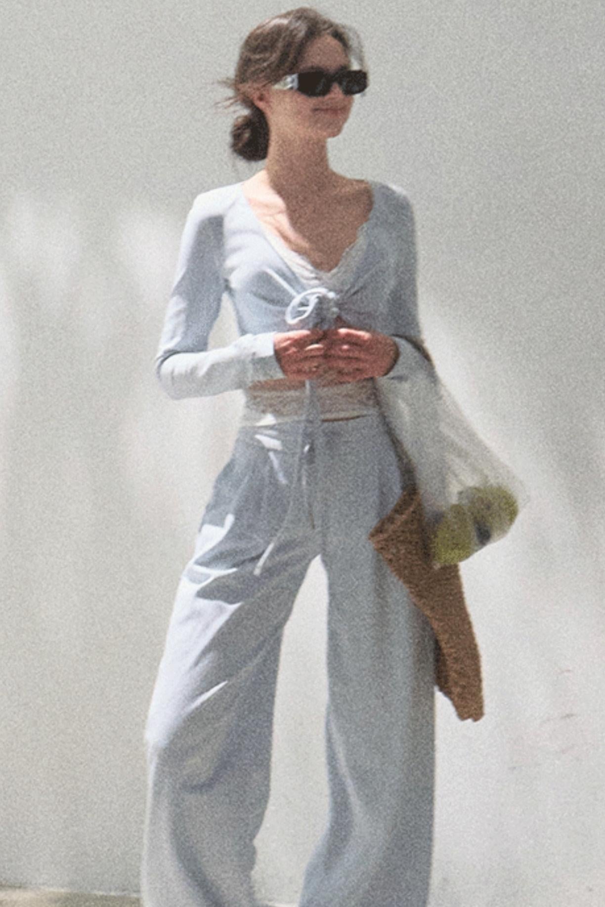 Cotton V-Neck Wide Leg Set-Up