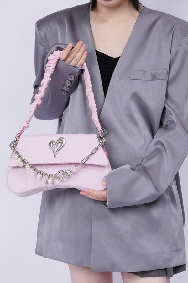Pleated Pearl Crossbody Bag