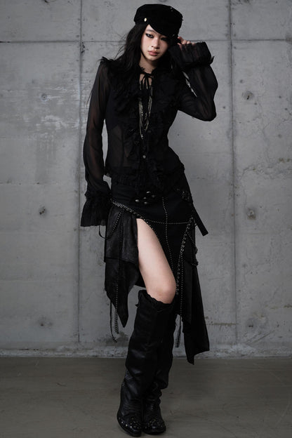 Irregular Leaky Leg Skirt