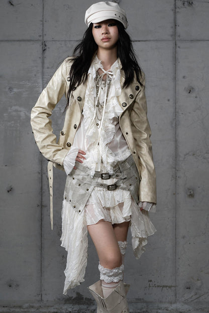 Embroidery Deconstructed  Short Leather Jacket
