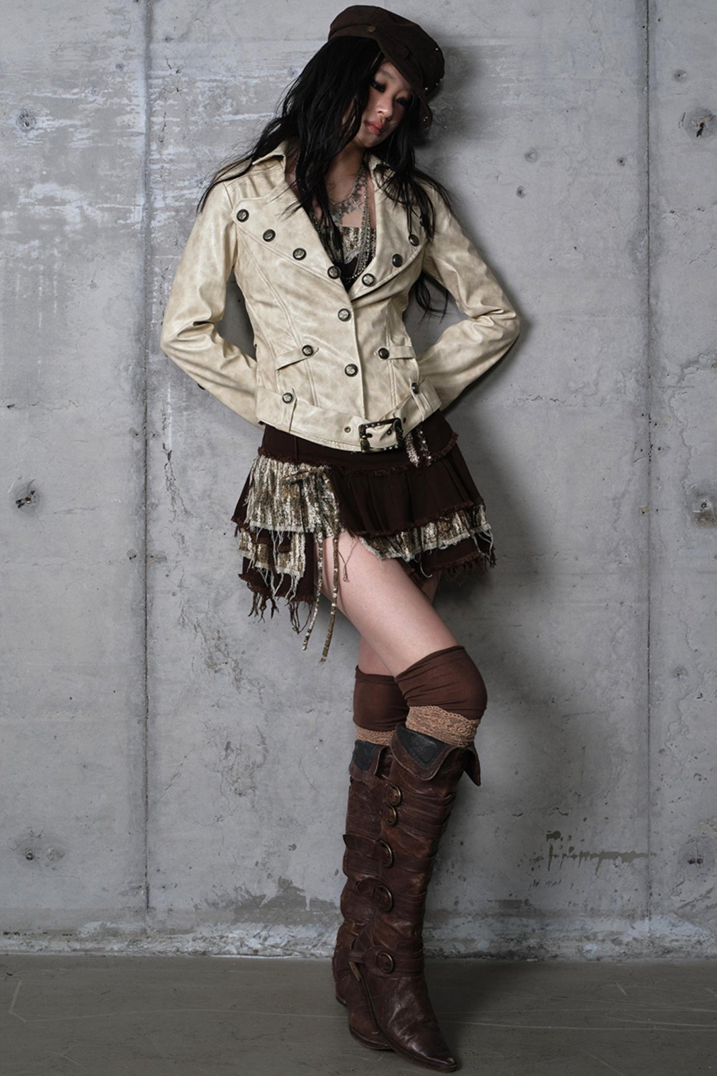 Embroidery Deconstructed  Short Leather Jacket