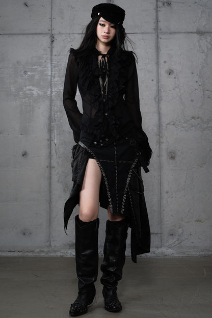 Irregular Leaky Leg Skirt