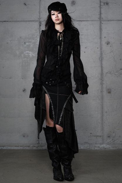 Irregular Leaky Leg Skirt