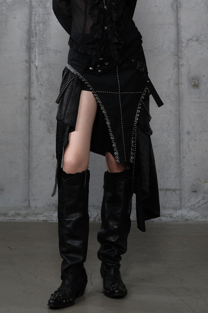 Irregular Leaky Leg Skirt