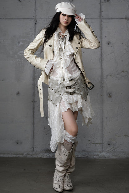 Embroidery Deconstructed  Short Leather Jacket