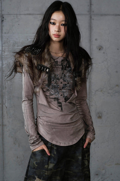 Vintage Distressed Long Sleeve Knitted Base Layer