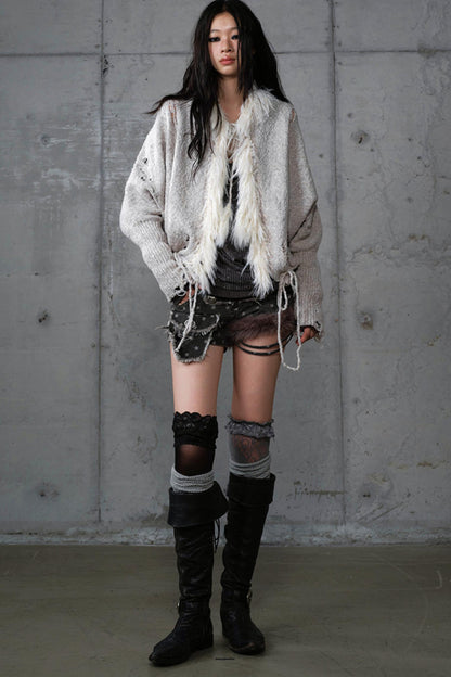 Lazy Vintage Knit Bat Sleeve Hooded Sweater Coat