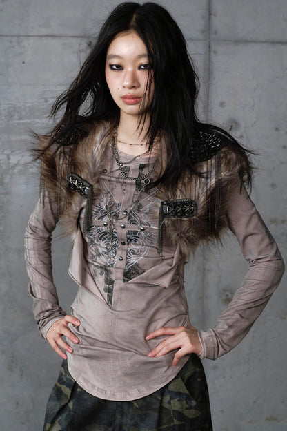 Vintage Distressed Long Sleeve Knitted Base Layer