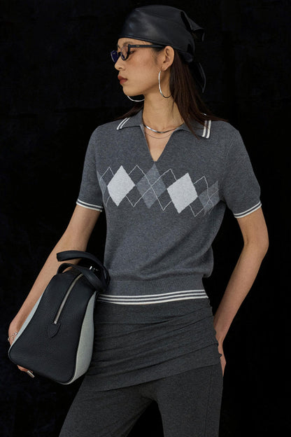 Vintage Diamond V-Neck Tee