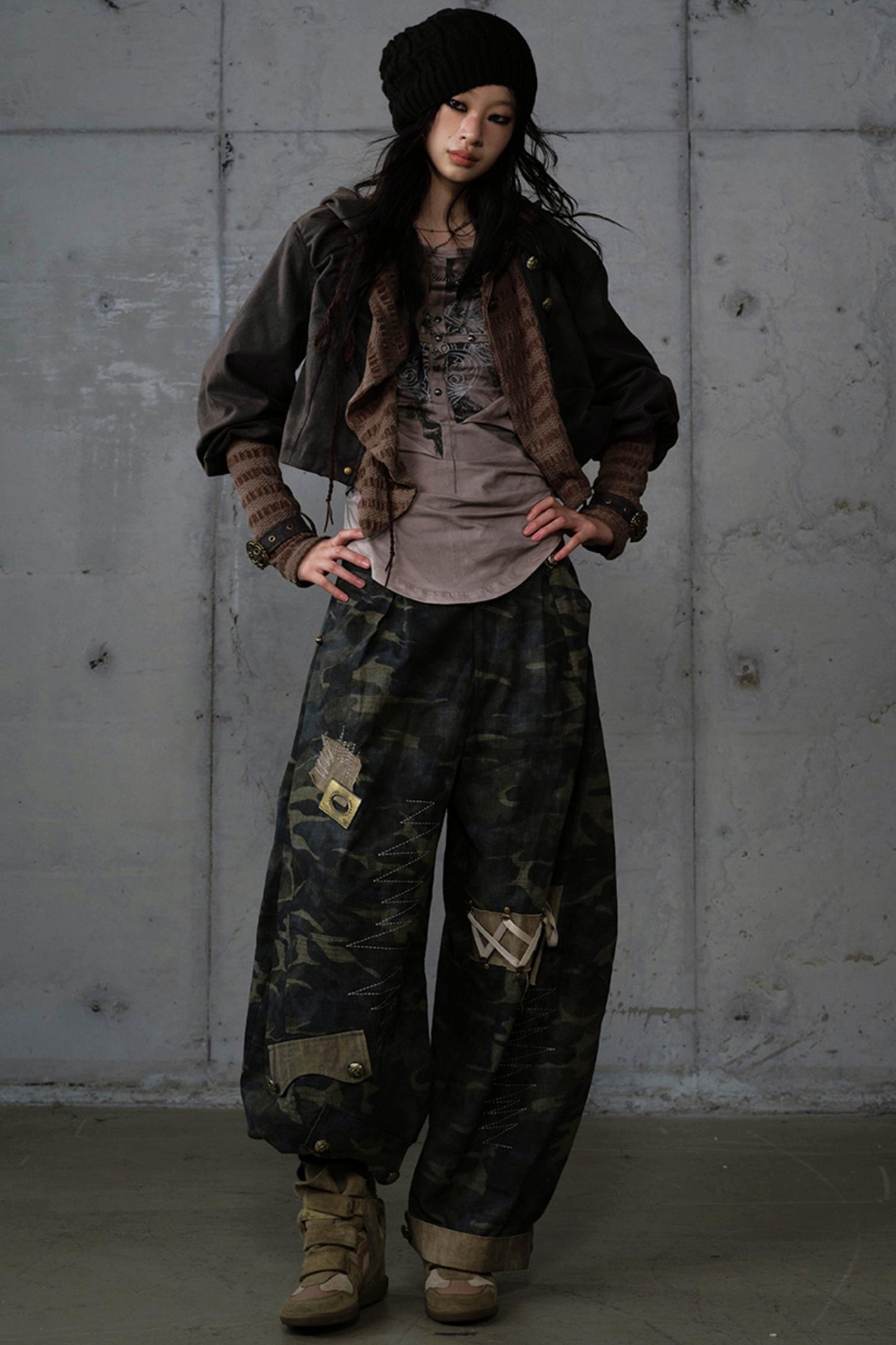 Heavy Industry Embroidery Camouflage Trousers