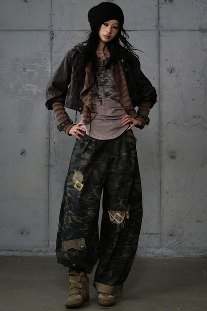 Heavy Industry Embroidery Camouflage Trousers