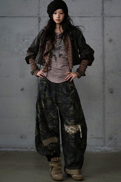 Heavy Industry Embroidery Camouflage Trousers