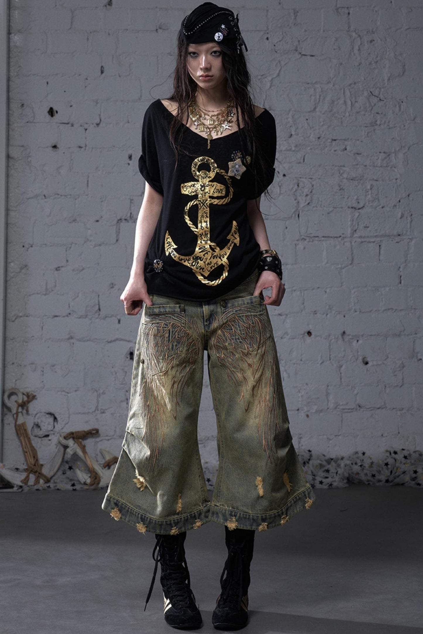 Sailor Style Printed Loose T-Shirt