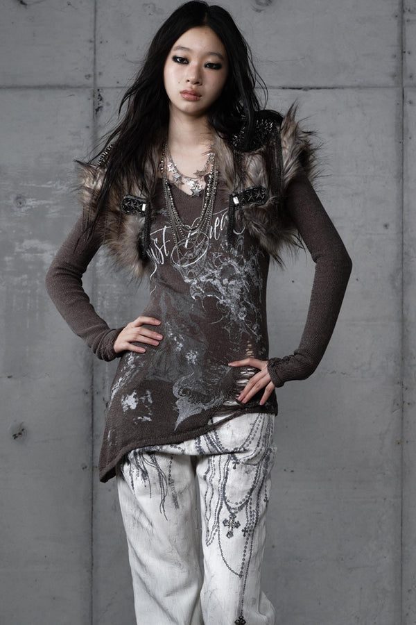 Reversible  V-neck Long Sleeve Top