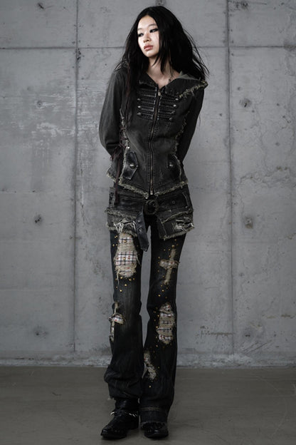 Distressed Straight Slim Jeans