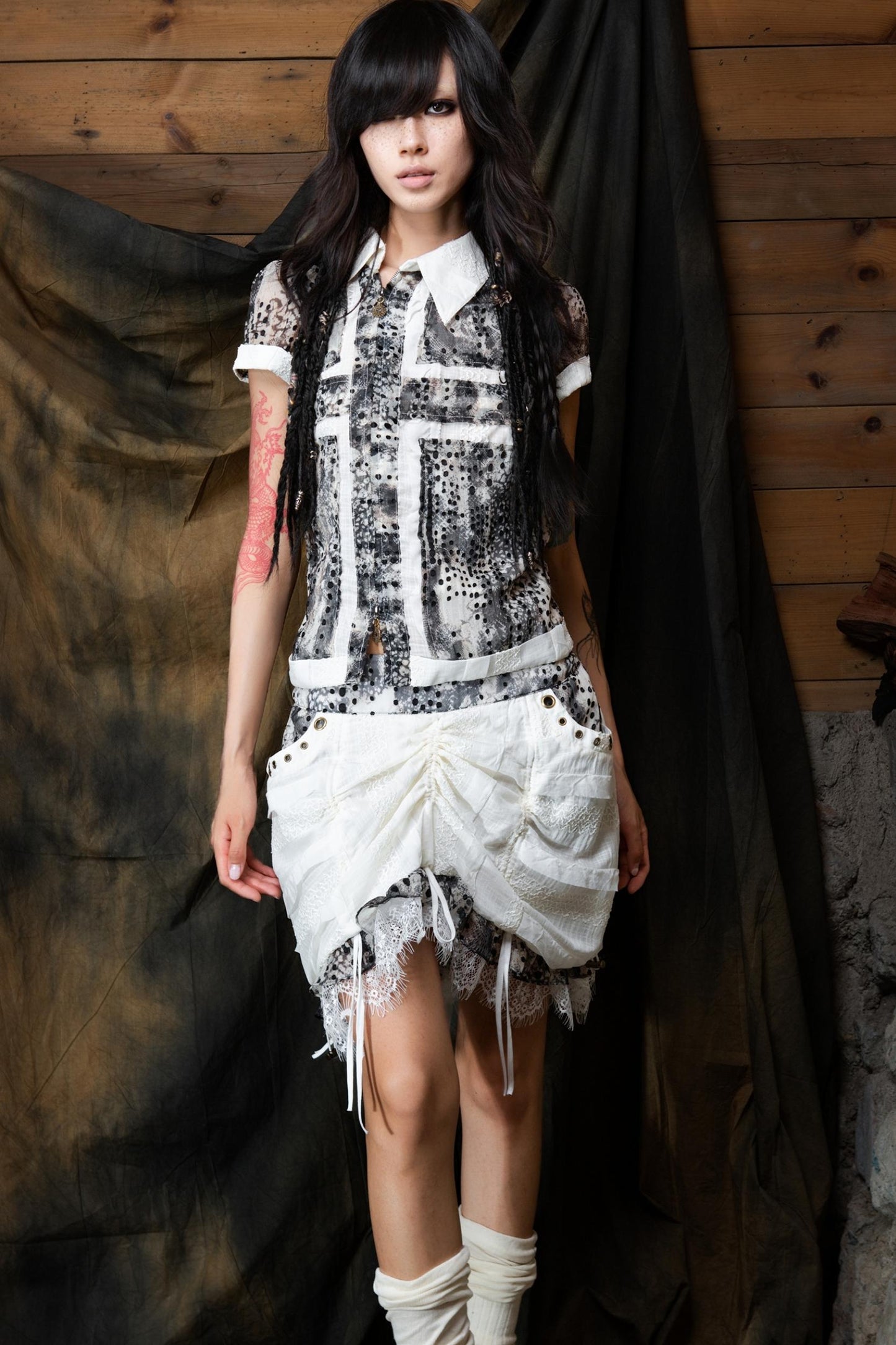 Millennium Chiffon Patch Cross Shirt