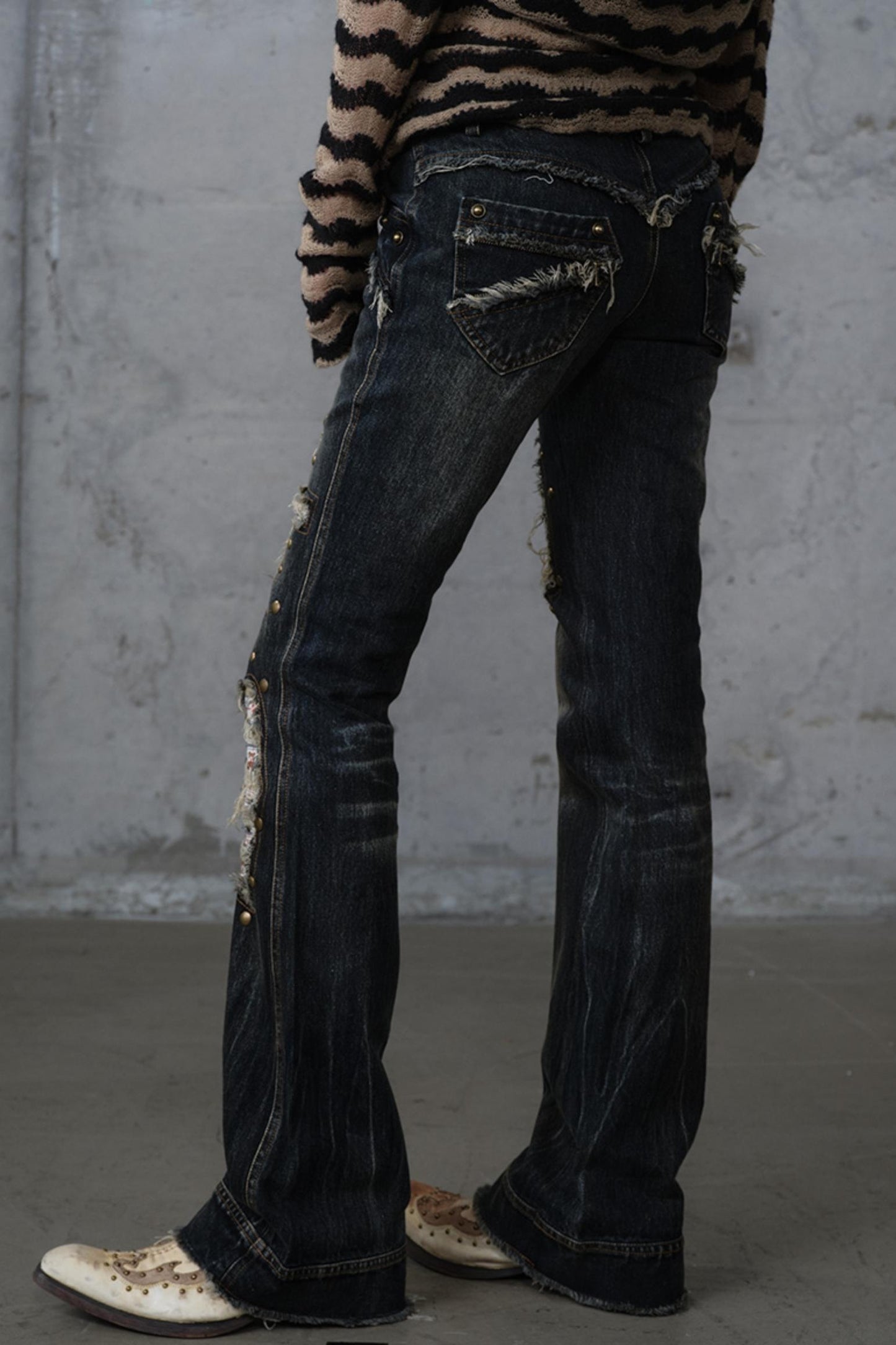 Distressed Straight Slim Jeans