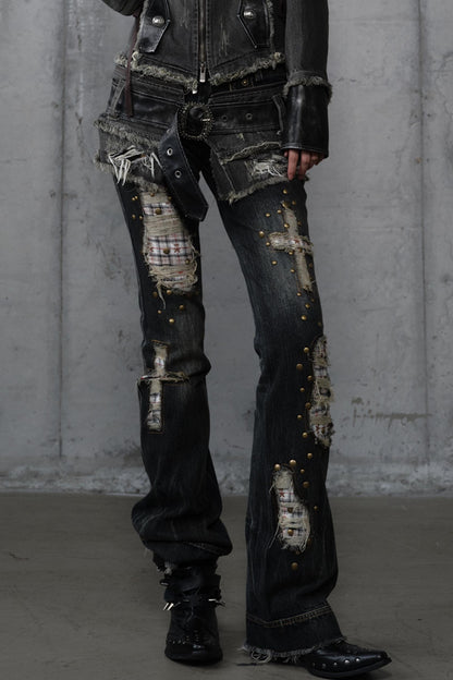 Distressed Straight Slim Jeans