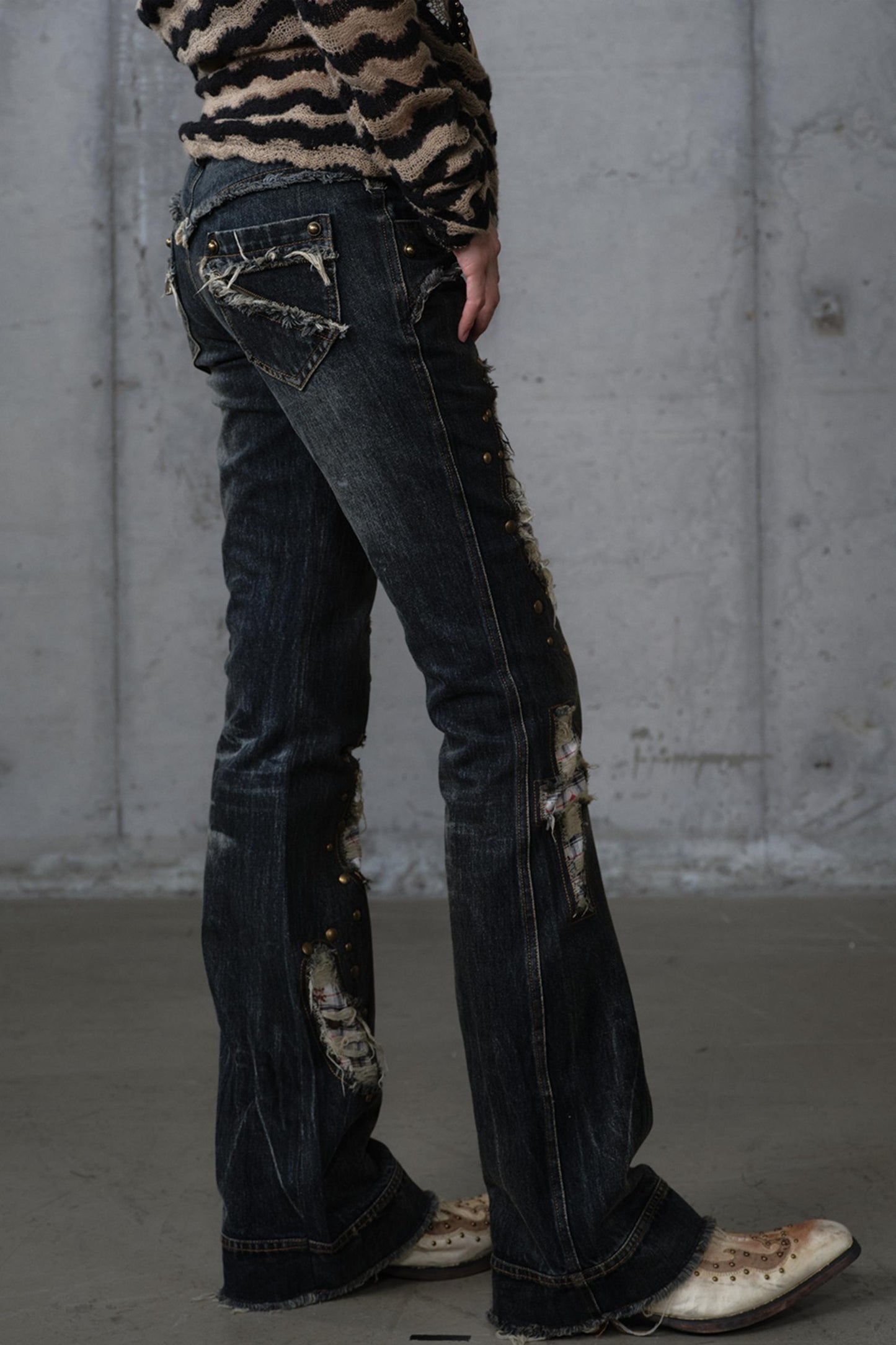 Distressed Straight Slim Jeans