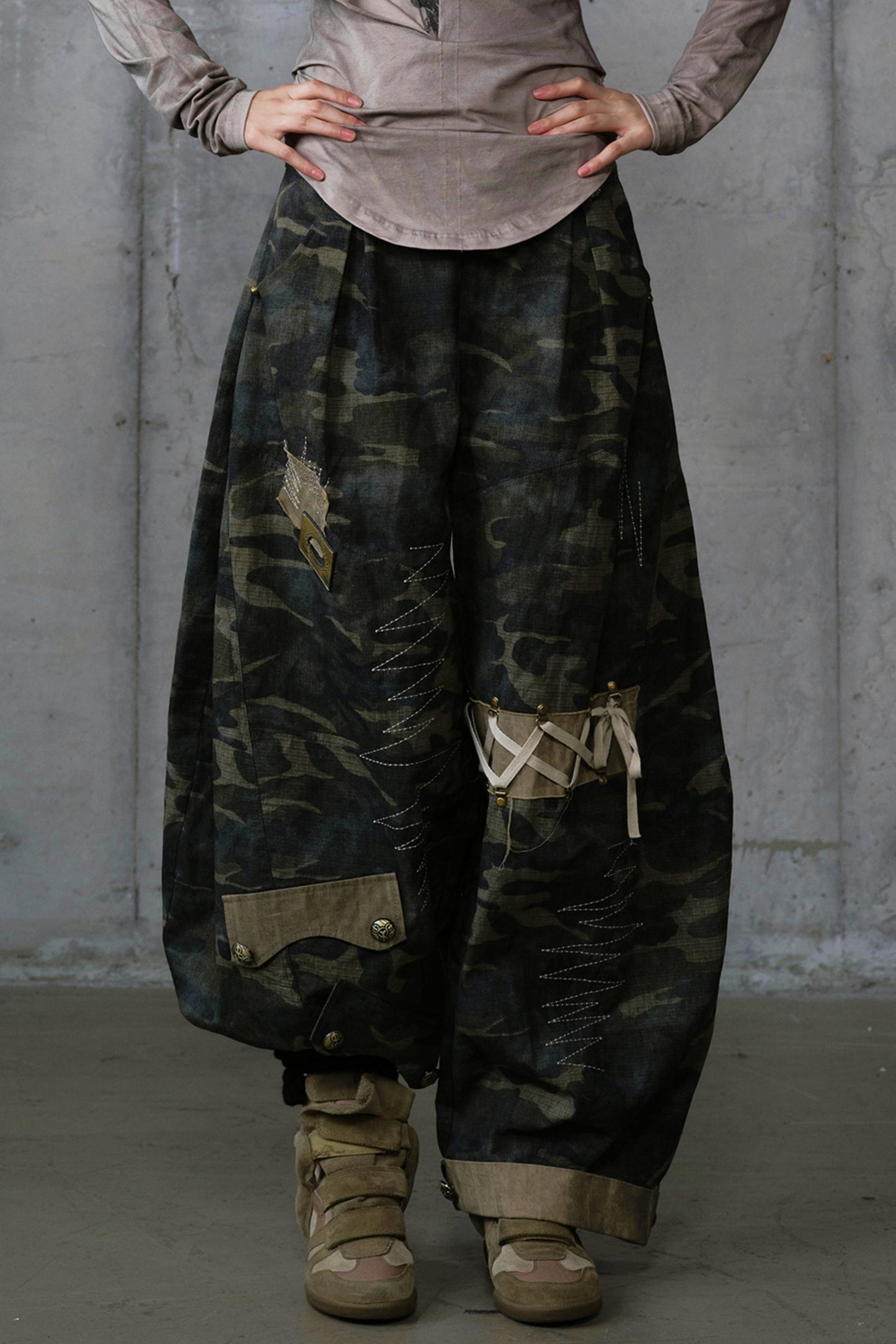 Heavy Industry Embroidery Camouflage Trousers