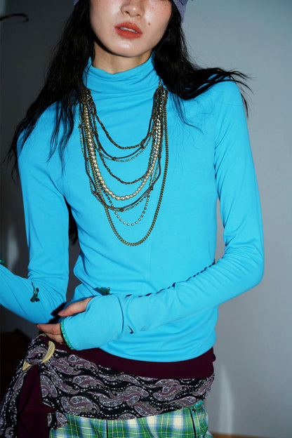 Autumn Solid Turtleneck Top