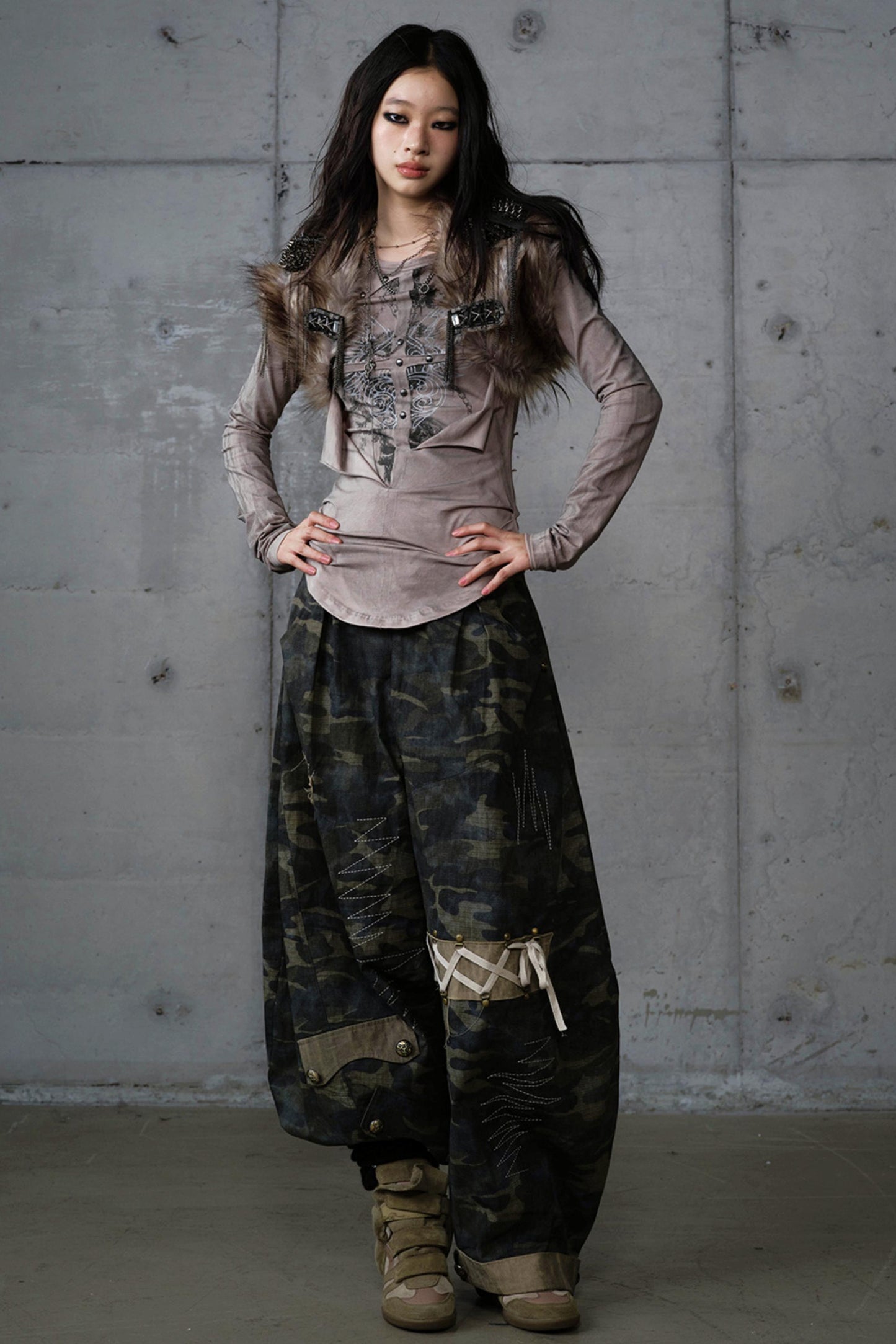 Heavy Industry Embroidery Camouflage Trousers