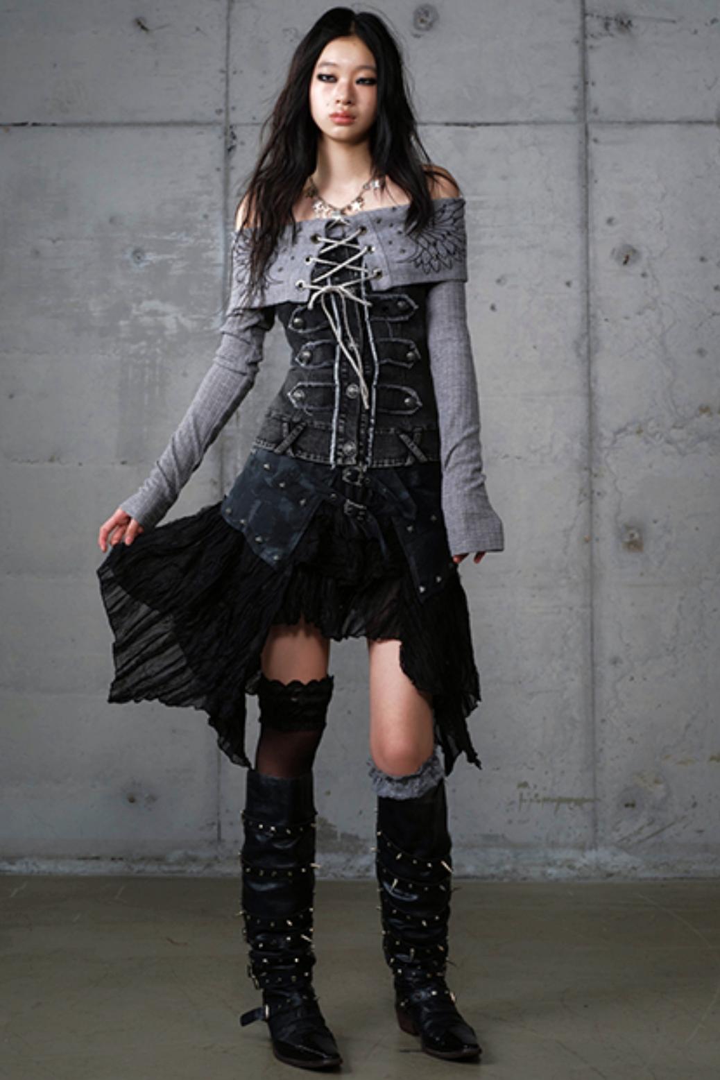 Vintage Denim Embroidered Long Sleeve Shirt