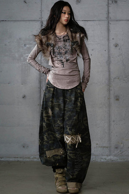 Heavy Industry Embroidery Camouflage Trousers