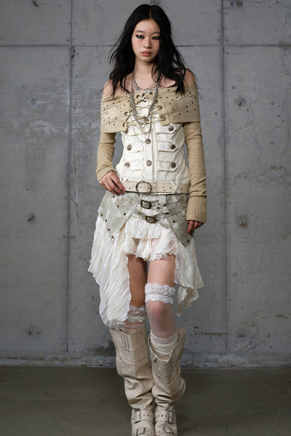 Vintage Denim Embroidered Long Sleeve Shirt