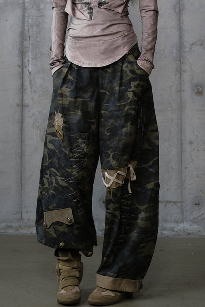 Heavy Industry Embroidery Camouflage Trousers