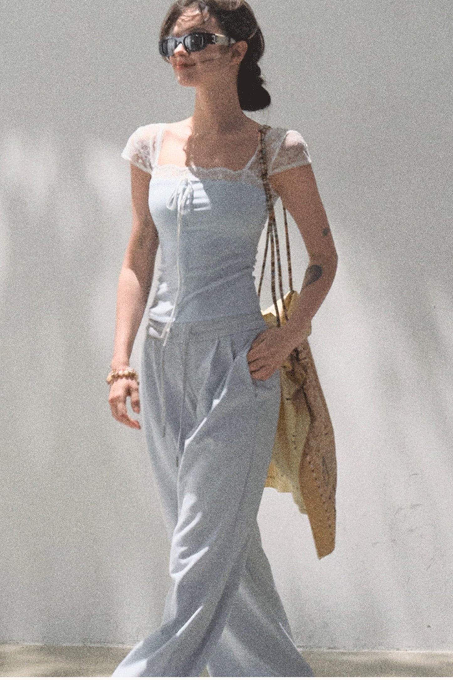 Cotton V-Neck Wide Leg Set-Up