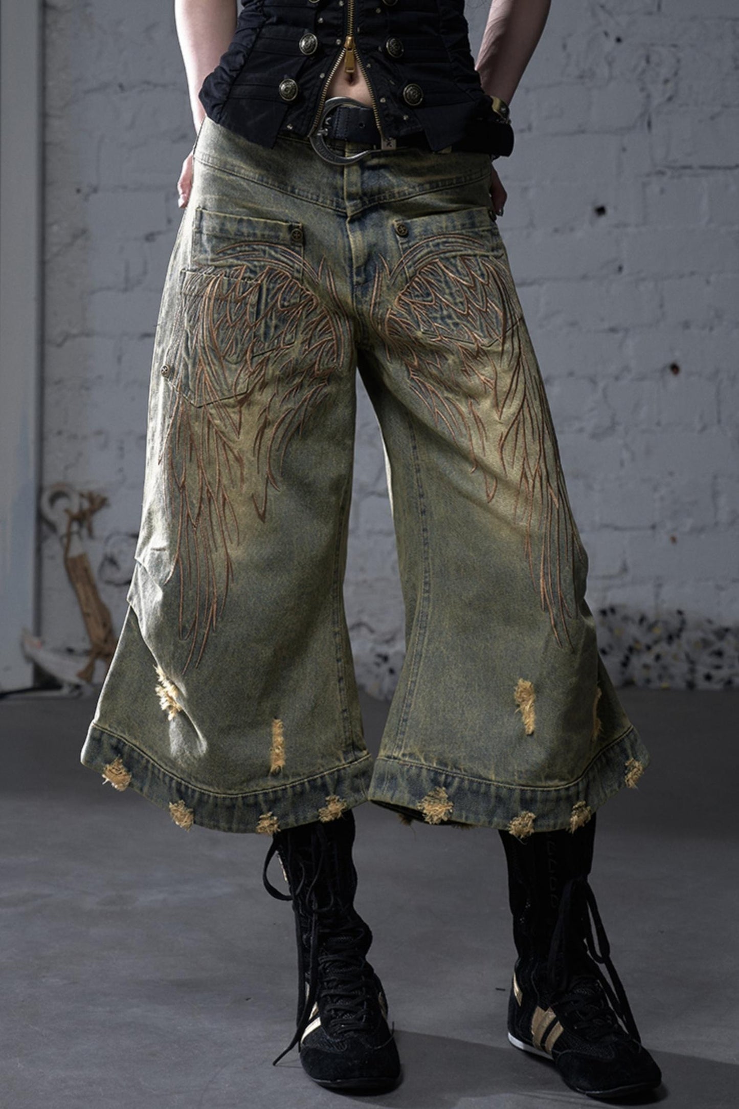 Winged Denim Trousers