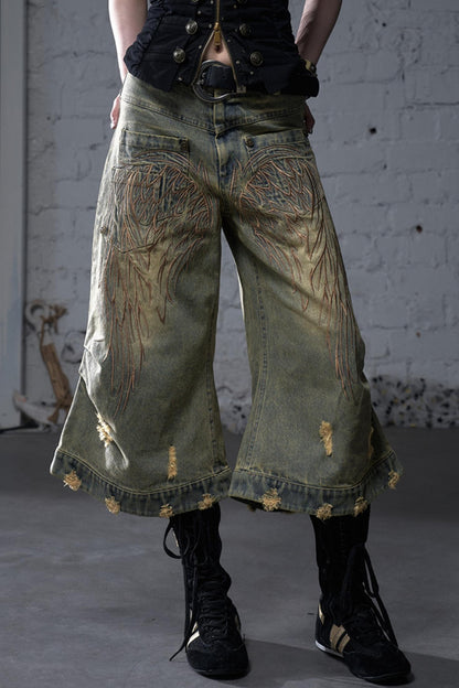 Winged Denim Trousers