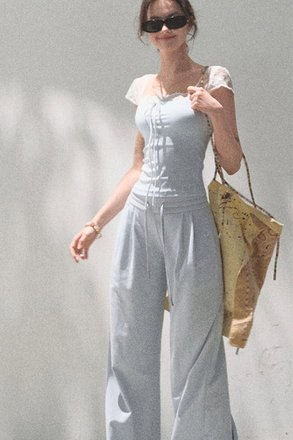 Cotton V-Neck Wide Leg Set-Up