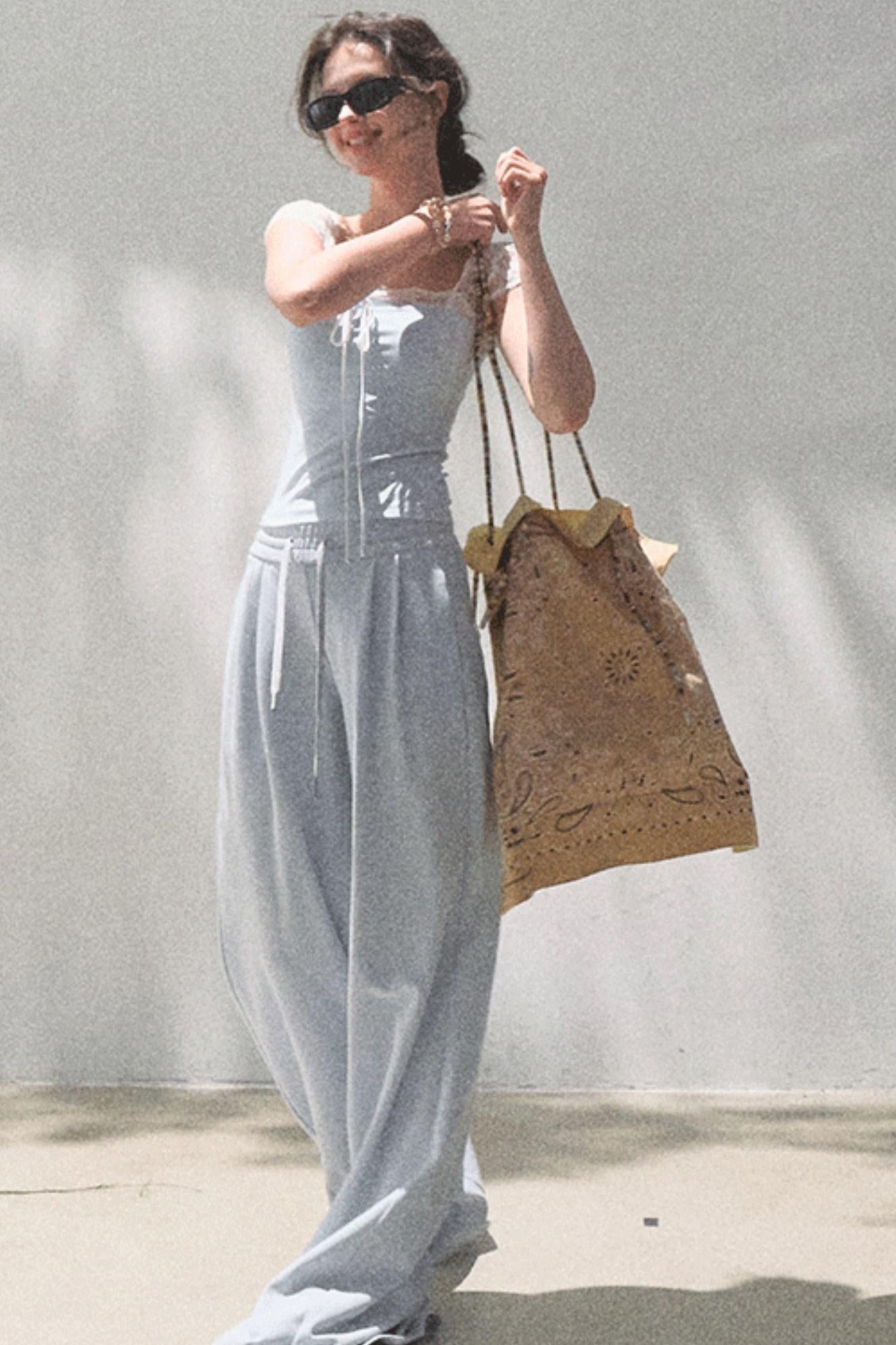 Cotton V-Neck Wide Leg Set-Up