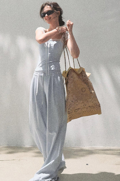 Cotton V-Neck Wide Leg Set-Up