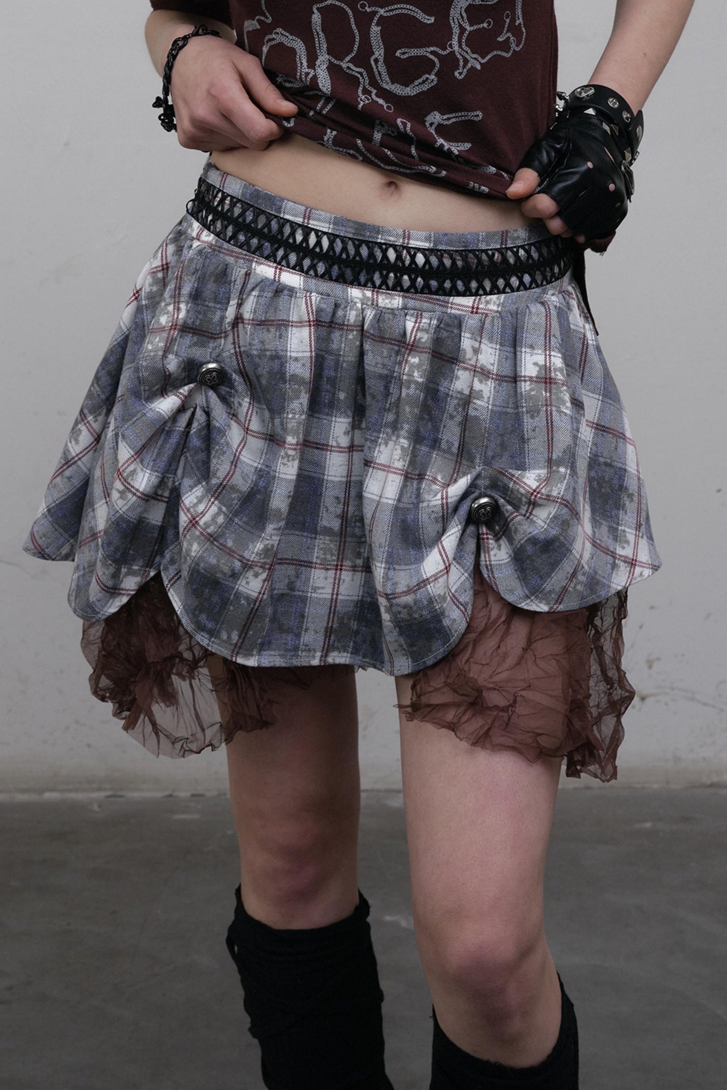 Straight silhouette Plaid Skirt