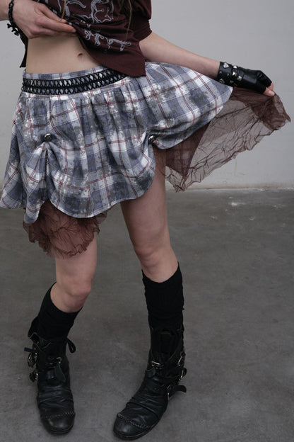Straight silhouette Plaid Skirt