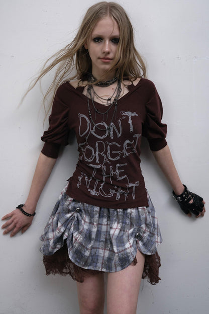 Straight silhouette Plaid Skirt