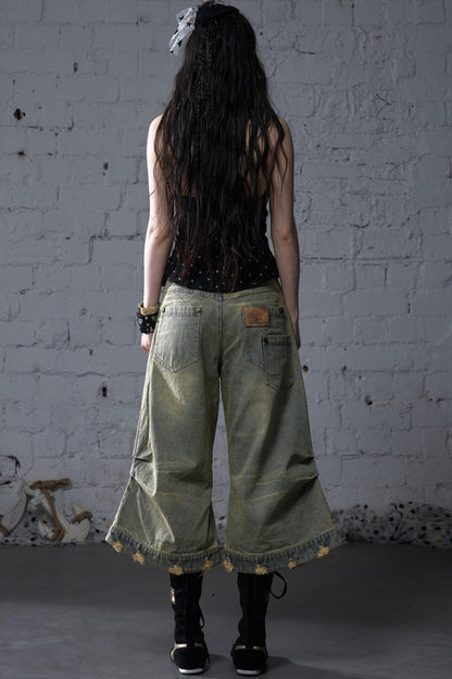 Winged Denim Trousers