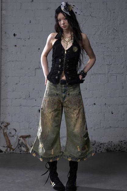Winged Denim Trousers