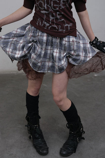 Straight silhouette Plaid Skirt