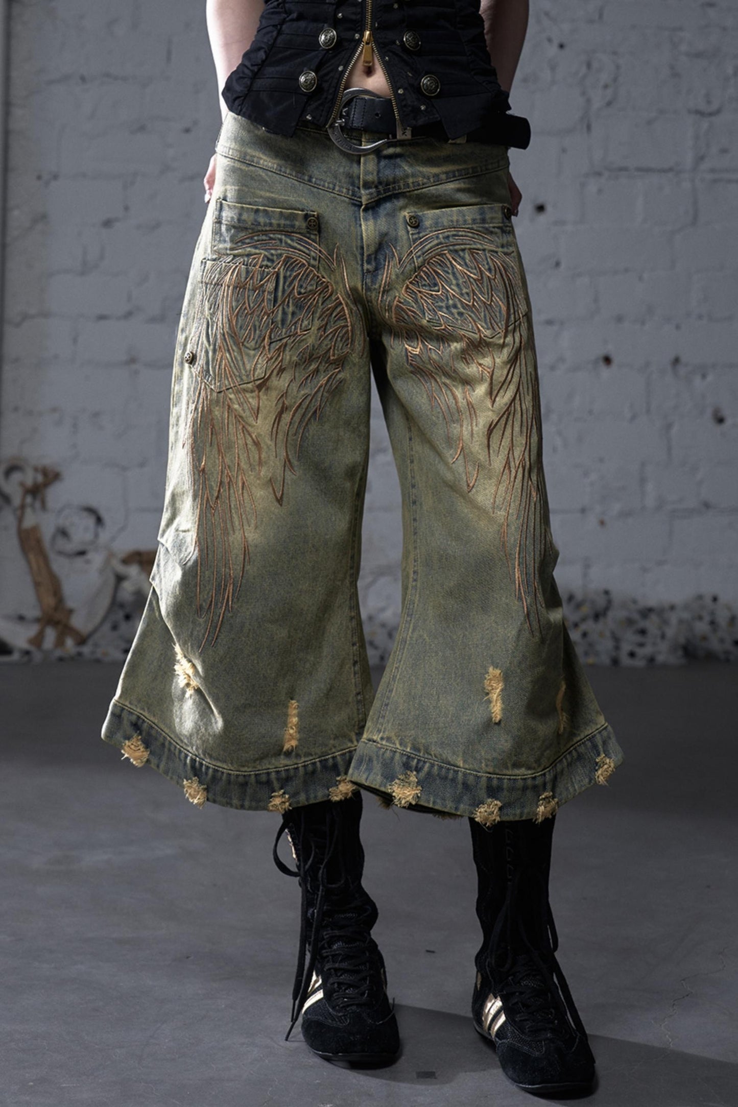 Winged Denim Trousers