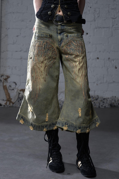 Winged Denim Trousers